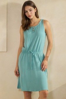 ETA 04/24/26- French Terry Button Accent Drawstring Dress with Pockets style 4