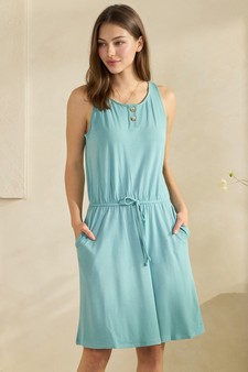 ETA 04/24/26- French Terry Button Accent Drawstring Dress with Pockets (XL only)