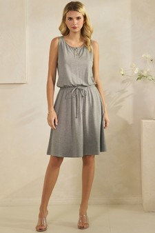 ETA 04/24/26- French Terry Button Accent Drawstring Dress with Pockets style 5