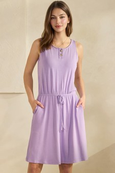 ETA 05/16/26- French Terry Button Accent Drawstring Dress with Pockets style 4