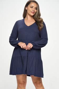 Women’s V-neck Tiered Ribbed Flowy Dress