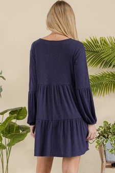 Women’s V-neck Tiered Ribbed Flowy Dress style 3