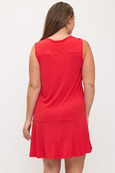 Effortless Flow Sleeveless Split Neck flounce hem Peach Skin Dress style 2