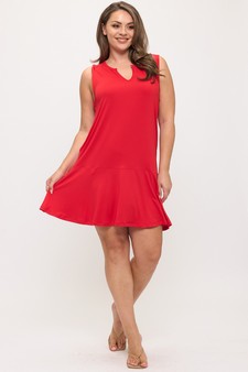 Effortless Flow Sleeveless Split Neck flounce hem Peach Skin Dress style 5