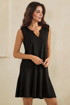 Effortless Flow Sleeveless Split Neck flounce hem Peach Skin Dress style 3