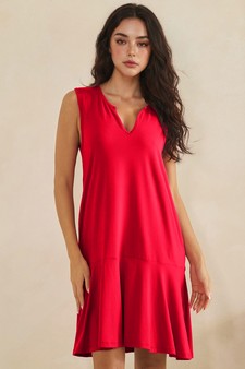 Effortless Flow Sleeveless Split Neck flounce hem Peach Skin Dress style 4