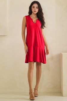 Effortless Flow Sleeveless Split Neck flounce hem Peach Skin Dress style 5