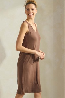Women's Ribbed V-Neck Tank Dress style 3