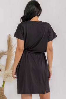 Women's Peach Skin Short Dress with Belt style 2