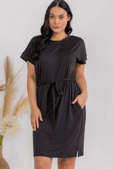 Women's Peach Skin Short Dress with Belt style 4