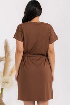 Women's Peach Skin Short Dress with Belt style 2