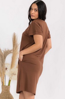 Women's Peach Skin Short Dress with Belt style 3