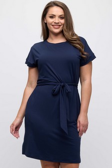Women's Peach Skin Short Dress with Belt style 4