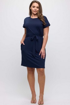 Women's Peach Skin Short Dress with Belt style 5
