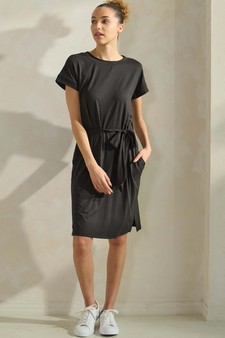 Women's Peach Skin Short Dress with Belt style 5