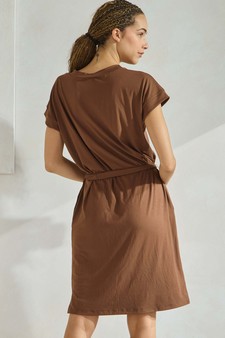 Women's Peach Skin Short Dress with Belt style 2