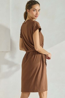 Women's Peach Skin Short Dress with Belt style 3