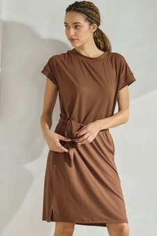 Women's Peach Skin Short Dress with Belt style 4