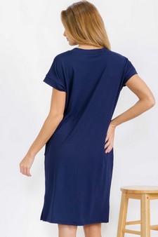 Women's Peach Skin Short Dress with Belt style 2