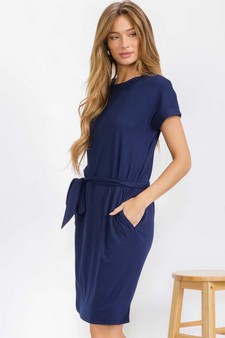 Women's Peach Skin Short Dress with Belt style 3