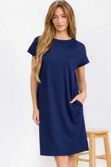 Women's Peach Skin Short Dress with Belt style 4