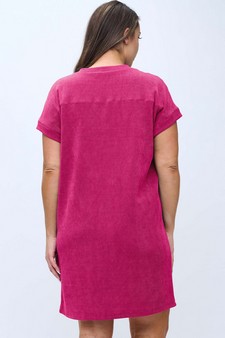 Women's Corduroy V Neck Short Sleeve Dress style 2