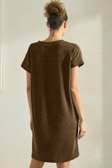 Women's Corduroy V Neck Short Sleeve Dress style 2