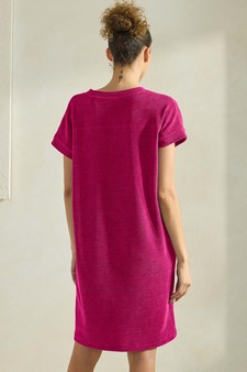 Women's Corduroy V Neck Short Sleeve Dress style 2