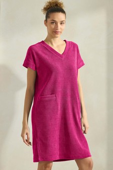 Women's Corduroy V Neck Short Sleeve Dress style 4