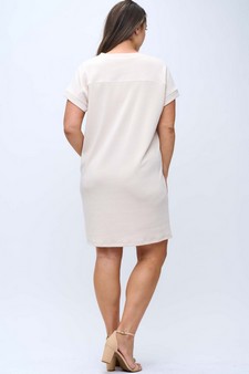 Women's Corduroy V Neck Short Sleeve Dress style 2