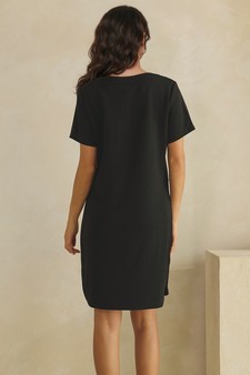 ETA 05/22/26 - Thin Modal Scuba Front Button Accent Short Sleeve Dress style 2