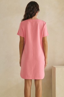 ETA 05/15/26 - Thin Modal Scuba Front Button Accent Short Sleeve Dress style 2