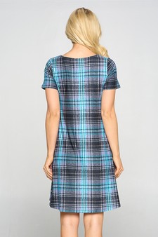 Women's Plaid Short Sleeve A-Line Dress style 3