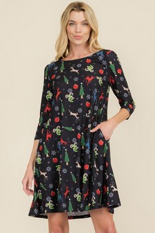 Women’s Night Before Christmas Print Dress