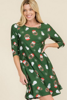 Women’s Holiday Cheer Print Christmas Dress