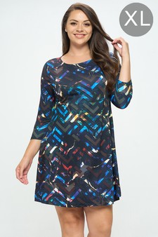 Women’s Floral Zig-Zag Printed Dress