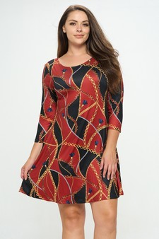 Women’s Tassel and Chains Print A-Line Dress