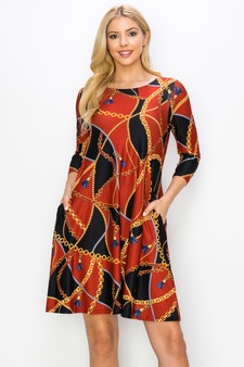 Women’s Tassel and Chains Print A-Line Dress