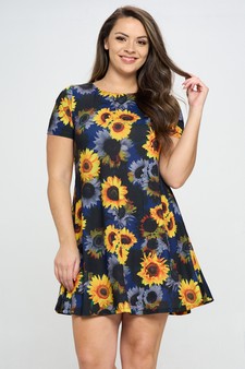 Women’s Sunflower Haze Printed Short Sleeved Dress