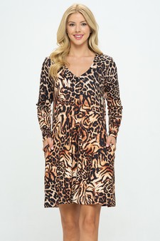 Women’s Sweet Buttons Long Sleeve A-line Dress