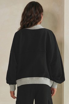ETA 07/23/26 Relaxed Soft Cotton Contrast Trim Open Front Jacket style 2