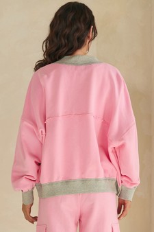 ETA 06/25/26 Relaxed Soft Cotton Contrast Trim Open Front Jacket style 2