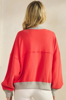 ETA 06/25/26 Relaxed Soft Cotton Contrast Trim Open Front Jacket style 2