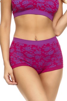 WOMENS COTTON BLEND SKULL PRINT BOY SHORTS style 4