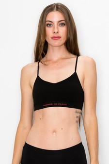 BLACK SEAMLESS COTTON SPORTS BRA L/XL