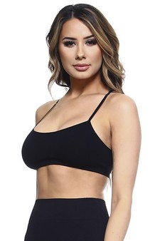 WOMENS BLACK COTTON SPORTS BRA L/XL style 3