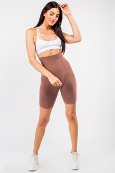 High Waist Compression Biker Shorts with French Terry Lining style 4