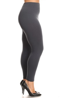 Plus Size Solid Color Seamless Fleece Lined Legging style 2
