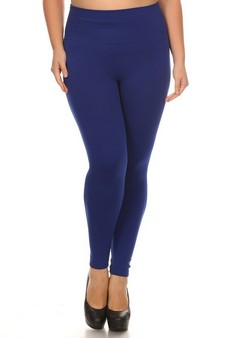Plus Size High Waisted Seamless Fleece Leggings with Tummy Control