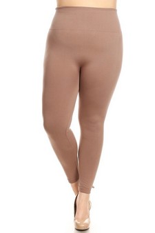 Plus Size High Waisted Seamless Fleece Leggings with Tummy Control style 2